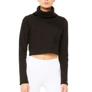 Alo Yoga Black Long Sleeve Crop Turtleneck Medium